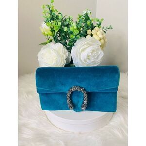 🛍️ Gucci Dionysus Authentic Super Mini Teal Velvet bag with Original Hardware